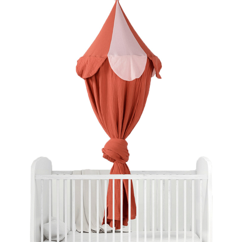 Court Style Ins Nordic Dream Bed Curtain Tide Pure Cotton Double Crepe Children Dome Mosquito Nets Light Blocking Bed Curtains Wholesale