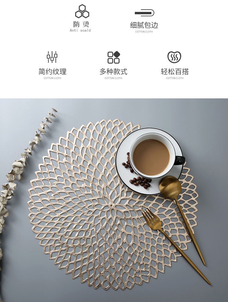 New Tennis Flower Heat Insulation Decorative Pad Light Luxury Home Daily Nordic Style PVC Non-Slip Placemat Coaster Tea Table Cloth