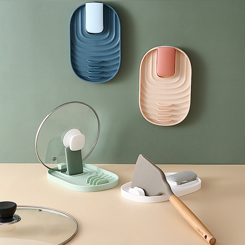 Kitchen Multi-Purpose Pot Lid Storage Rack Household Soup Spoon Spatula Mat Storage Rack Multi-Functional Plastic Spatula Rack Hanging