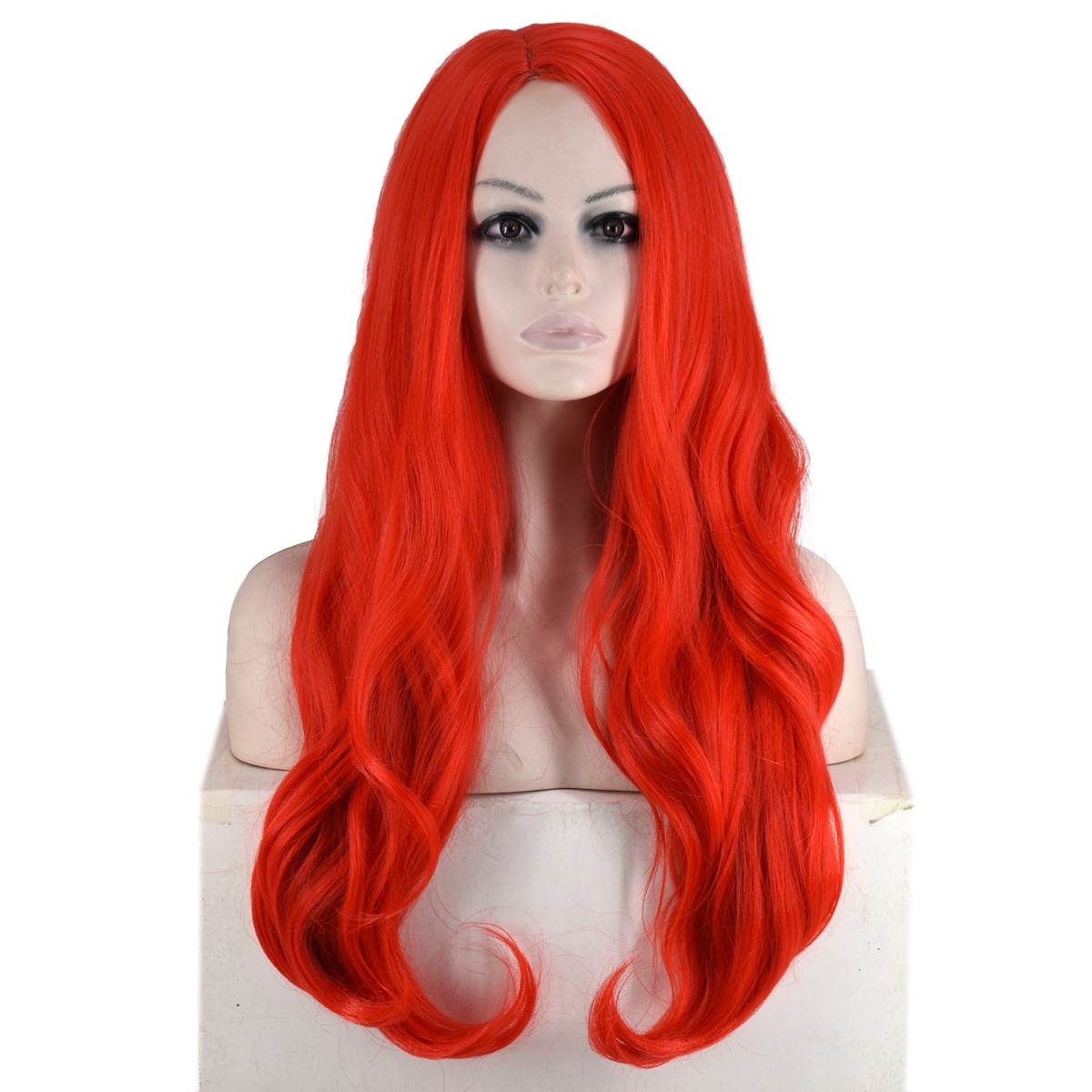 DC Comics Justice League. Princess Luala Sea Back Red Big Wave Curly Hair Cosplay Wig Sheath