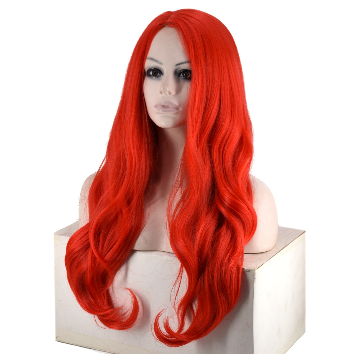 DC Comics Justice League. Princess Luala Sea Back Red Big Wave Curly Hair Cosplay Wig Sheath