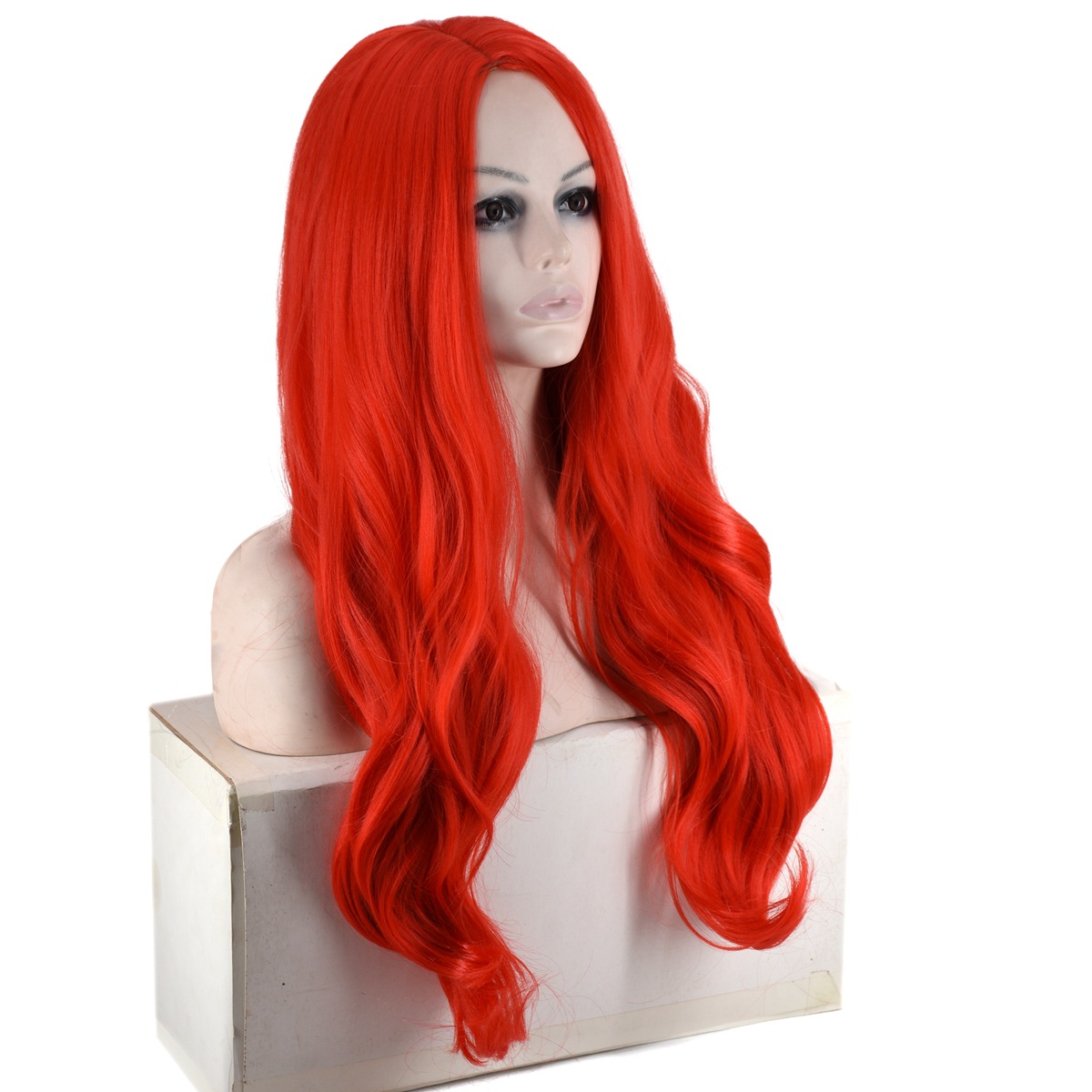 DC Comics Justice League. Princess Luala Sea Back Red Big Wave Curly Hair Cosplay Wig Sheath