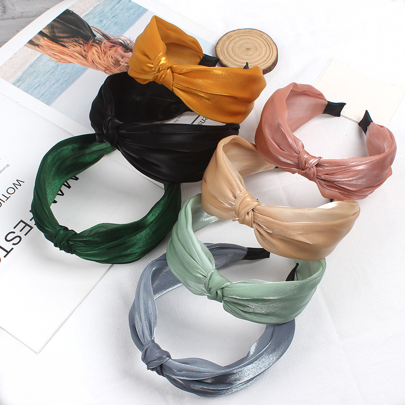 Korean New High-End All-Match Big Wave Color Cross-Knotted Wide Brim Hair Band Headband Korean Hair Accessories Head Buckle Ladies Korean New High-End All-Match Big Wave Color Cross-Knotted Wide Brim Hair Band Headband Korean Hair Accessories Head Buckle Ladies