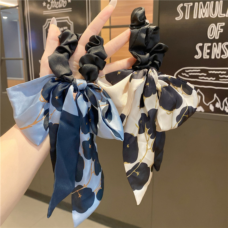 Korean Net Red Wave Point Bow Streamer Hair Tie Female Japanese Hair Band Tie Hair Rope Head Rope Headdress Bandeau Not Hurt Hair