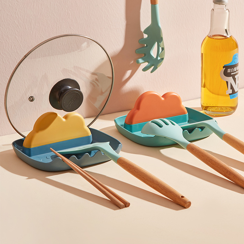 Kitchen Table Water Pot Cover Rack Kitchen Table Oil-Proof Plate Lid Holder Chopping Board Rack Spatula and Soup Spoon Storage Rack