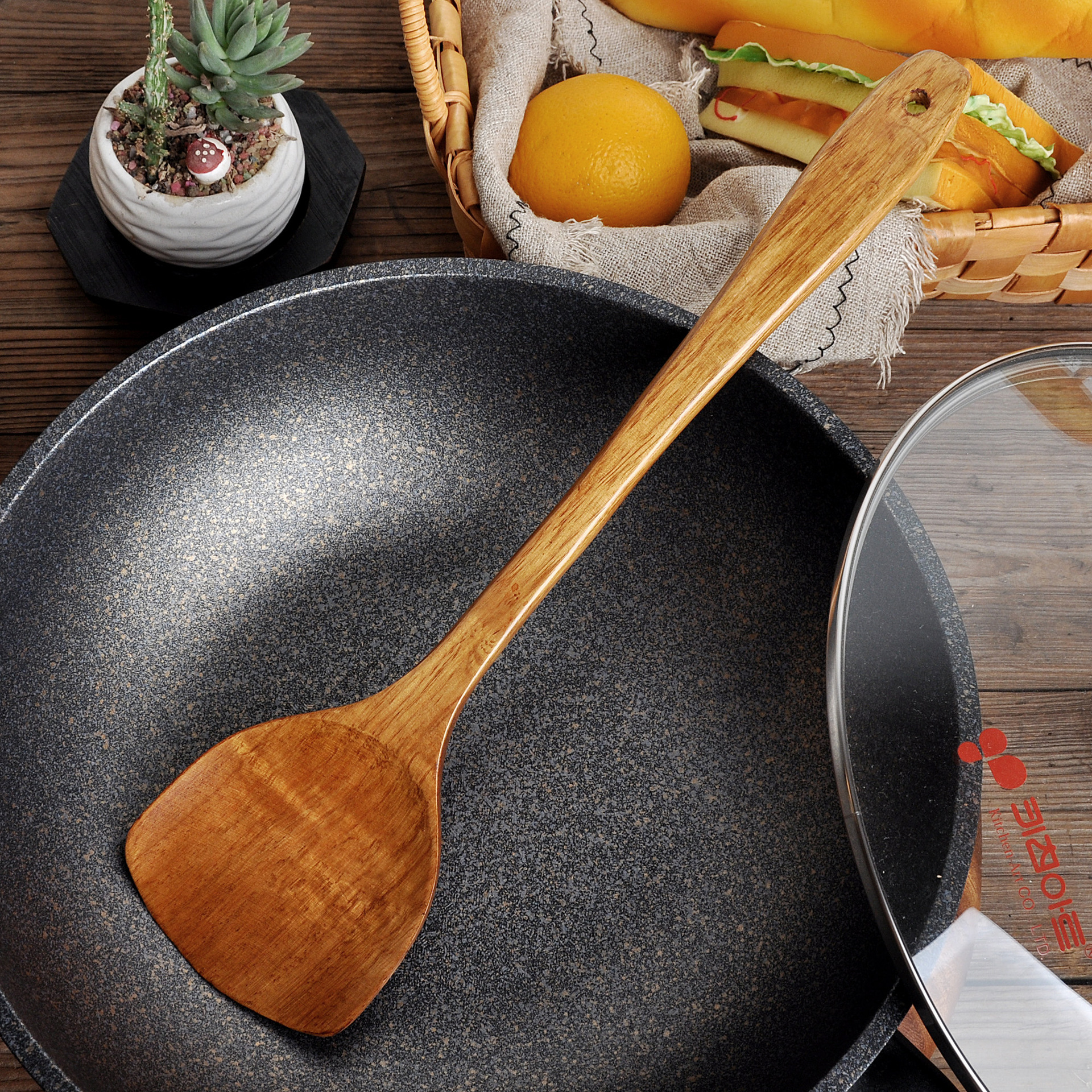 Kaimu Old Paint Wooden Turner Special Wooden Turner Spatula Non-Stick Pan Kitchenware Cooking Shovel Cooking Kitchen Spatula