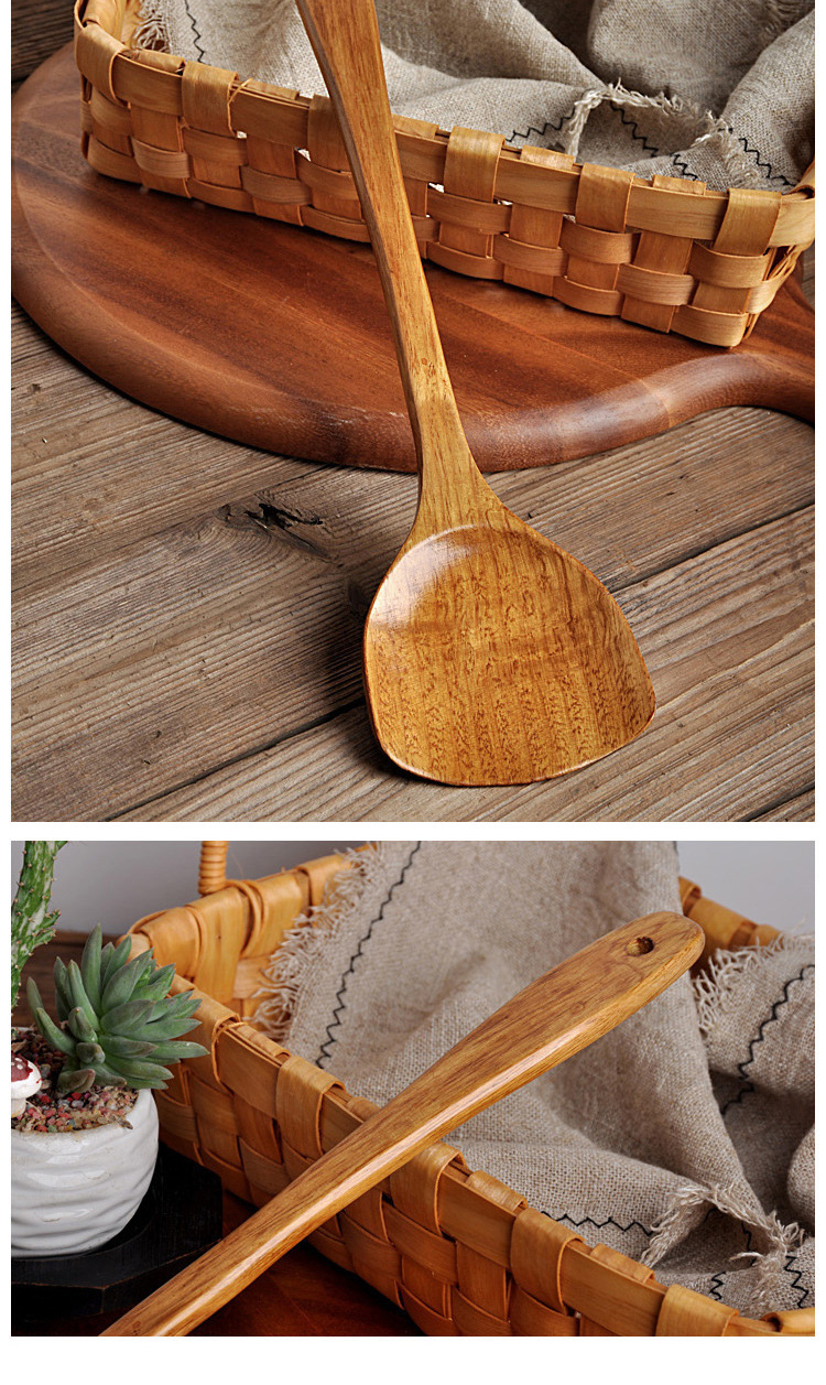Kaimu Old Paint Wooden Turner Special Wooden Turner Spatula Non-Stick Pan Kitchenware Cooking Shovel Cooking Kitchen Spatula