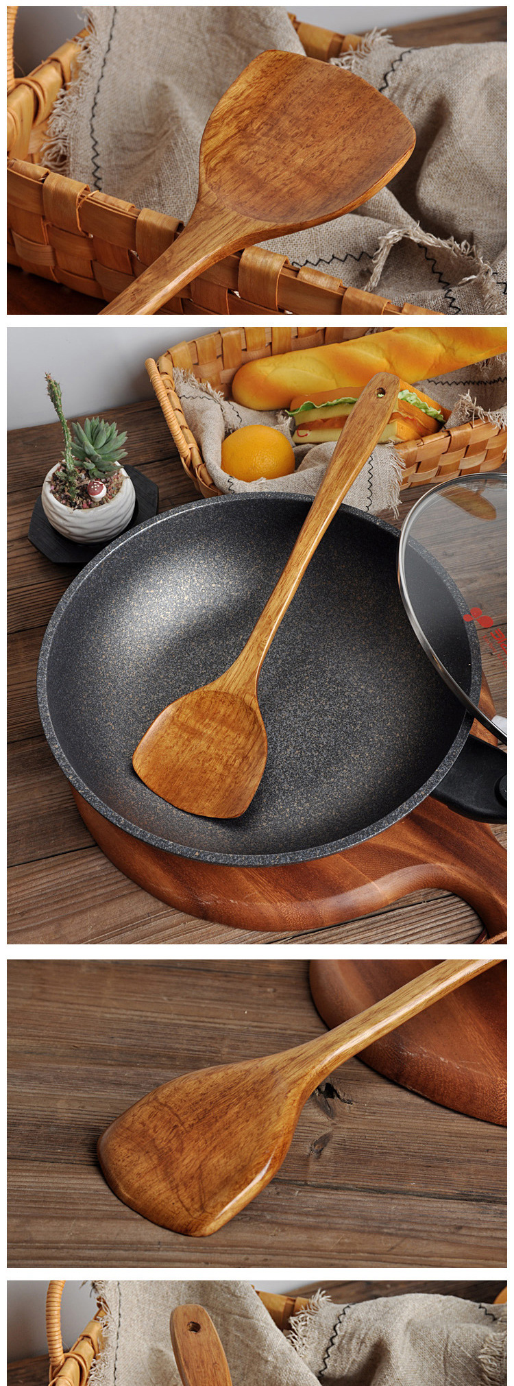 Kaimu Old Paint Wooden Turner Special Wooden Turner Spatula Non-Stick Pan Kitchenware Cooking Shovel Cooking Kitchen Spatula