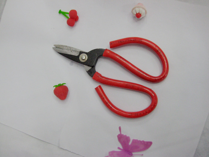 Factory direct KW-the short metal cutting scissors cloth cut in civilian leather trim red sleeve s