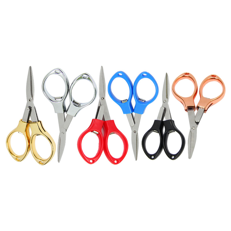 Multifunctional Folding Household Scissors Stainless Steel Glasses Scissors 8-Word Scissors Glasses Scissors Outdoor Fishing Fishing Line Scissors