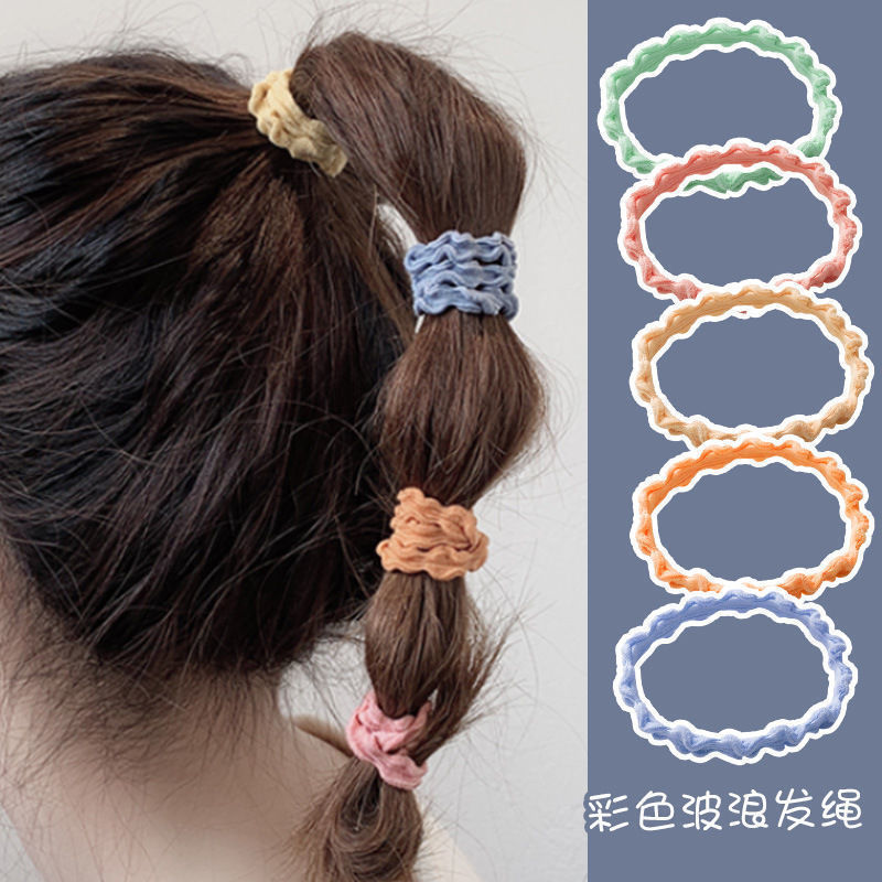 New Wave Hair Band Rubber Band For Bun Haircut Female Student Korean Style Headband Simple Cute Hair Rope Candy Color Rubber Band