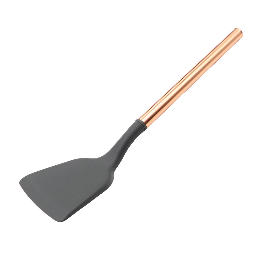 Silicone Kitchenware Nine-Piece Set Stainless Steel Rose Gold Handle Electroplating Craft Spatula Silicone Spatula Cooking Spoon