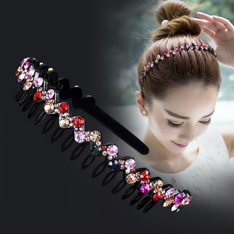 Korean Style New Toothed Non-Slip Rhinestone Headband Fashion Simple Hot Wave Crystal Headband Hair Clip Headdress Korean Style New Toothed Non-Slip Rhinestone Headband Fashion Simple Hot Wave Crystal Headband Hair Clip Headdress