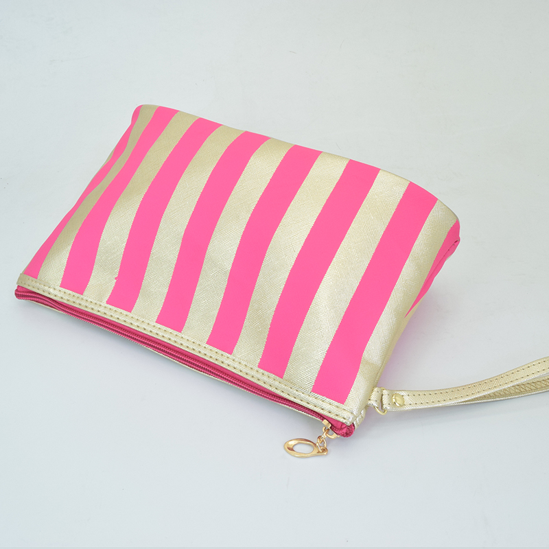 New fashion stripe Pu cosmetic bag storage bag factory direct sale
