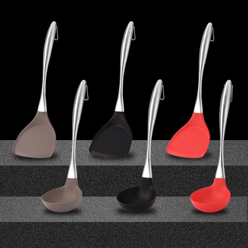 304 Spatula Silicone Spatula Spatula Non-Stick Spatula Kitchen Household Two-Piece Set Spatula Spoon High Temperature Resistant