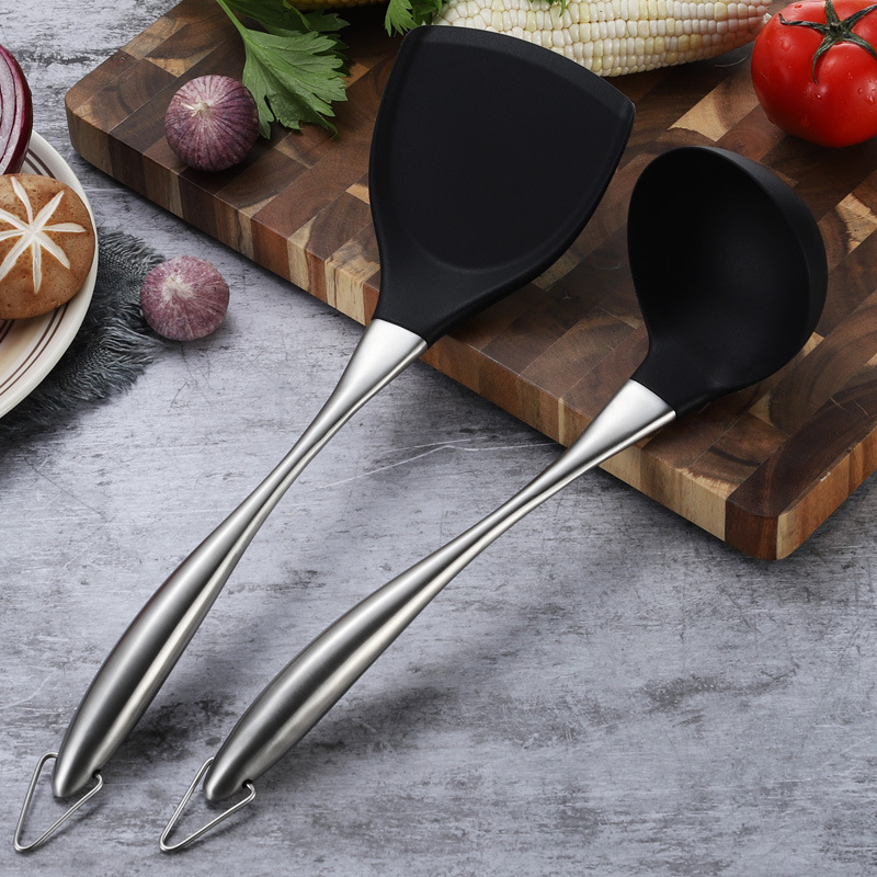 304 Spatula Silicone Spatula Spatula Non-Stick Spatula Kitchen Household Two-Piece Set Spatula Spoon High Temperature Resistant