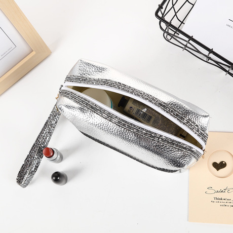 2019 han version bright powder PU leather hand bag large capacity makeup wash gargle storage bag multi-color optional