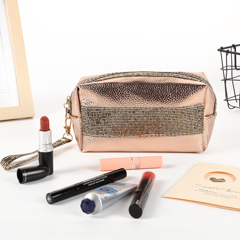 2019 han version bright powder PU leather hand bag large capacity makeup wash gargle storage bag multi-color optional