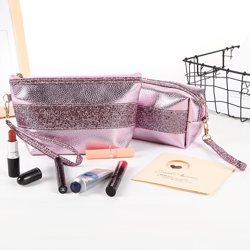 2019 han version bright powder PU leather hand bag large capacity makeup wash gargle storage bag multi-color optional