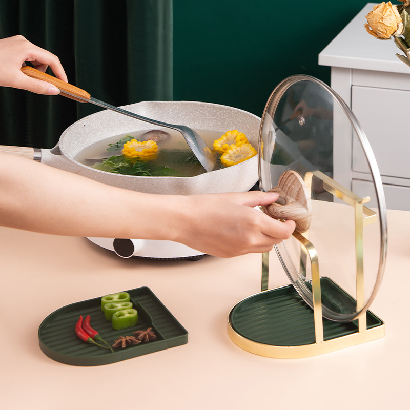 Pot Cover Rack Desktop Multi-Functional Punch-Free Draining Storage Rack Kitchen Table Top Chopping Board Spatula Shelf