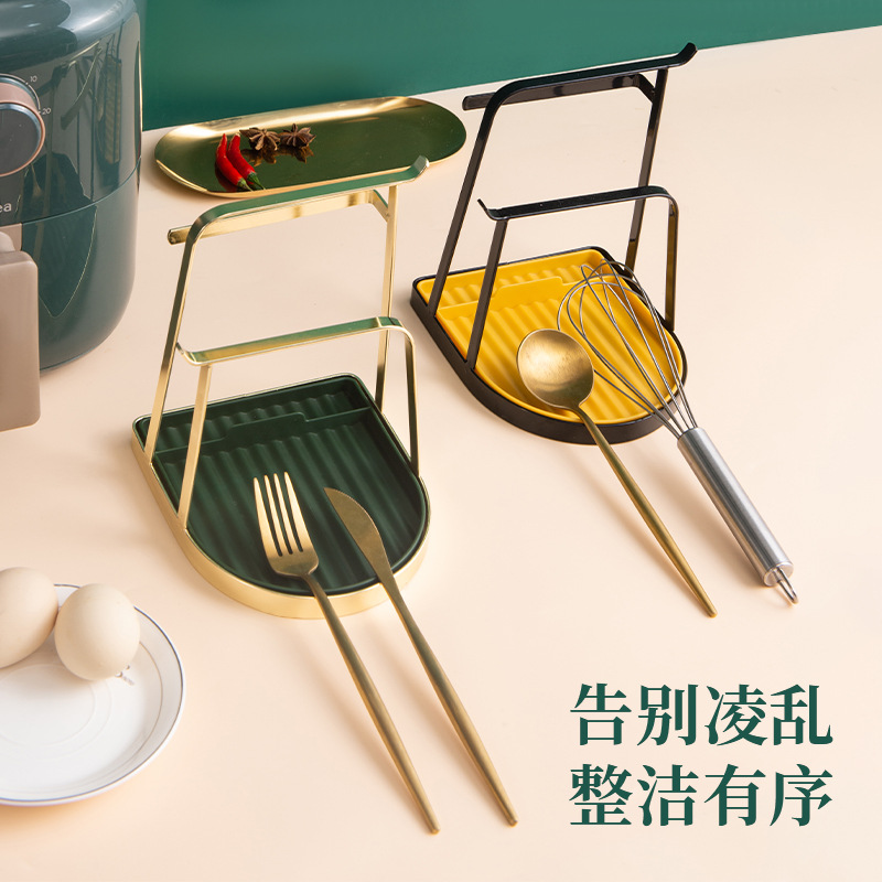 Pot Cover Rack Desktop Multi-Functional Punch-Free Draining Storage Rack Kitchen Table Top Chopping Board Spatula Shelf