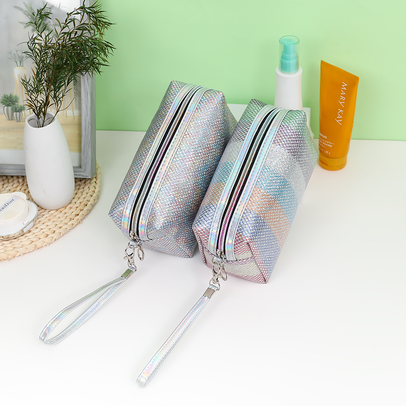 Manufacturers direct grid octagonal laser makeup bag customized hand waterproof storage bag large capacity wash gargle 