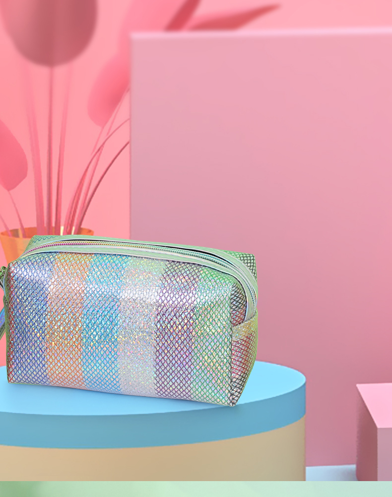 Manufacturers direct grid octagonal laser makeup bag customized hand waterproof storage bag large capacity wash gargle Manufacturers direct grid octagonal laser makeup bag customized hand waterproof storage bag large capacity wash gargle