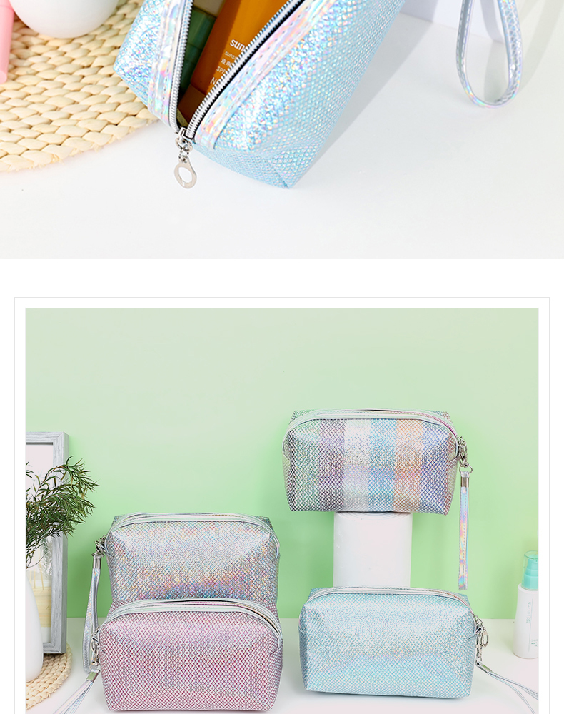 Manufacturers direct grid octagonal laser makeup bag customized hand waterproof storage bag large capacity wash gargle Manufacturers direct grid octagonal laser makeup bag customized hand waterproof storage bag large capacity wash gargle