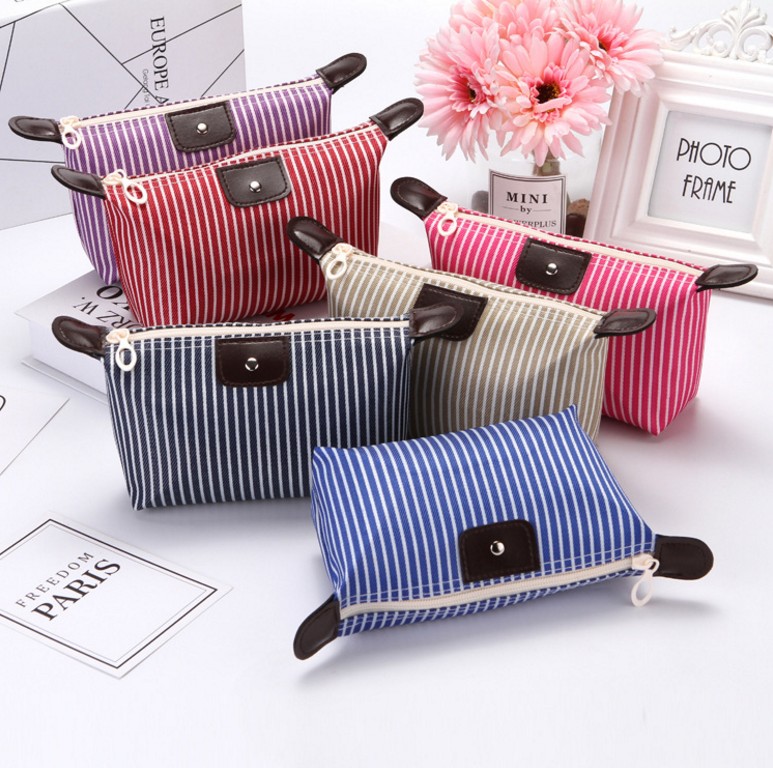 Striped Dumpling Bag Ingot Bag Striped Candy Folding Dumpling Making Makeup Storage Bag