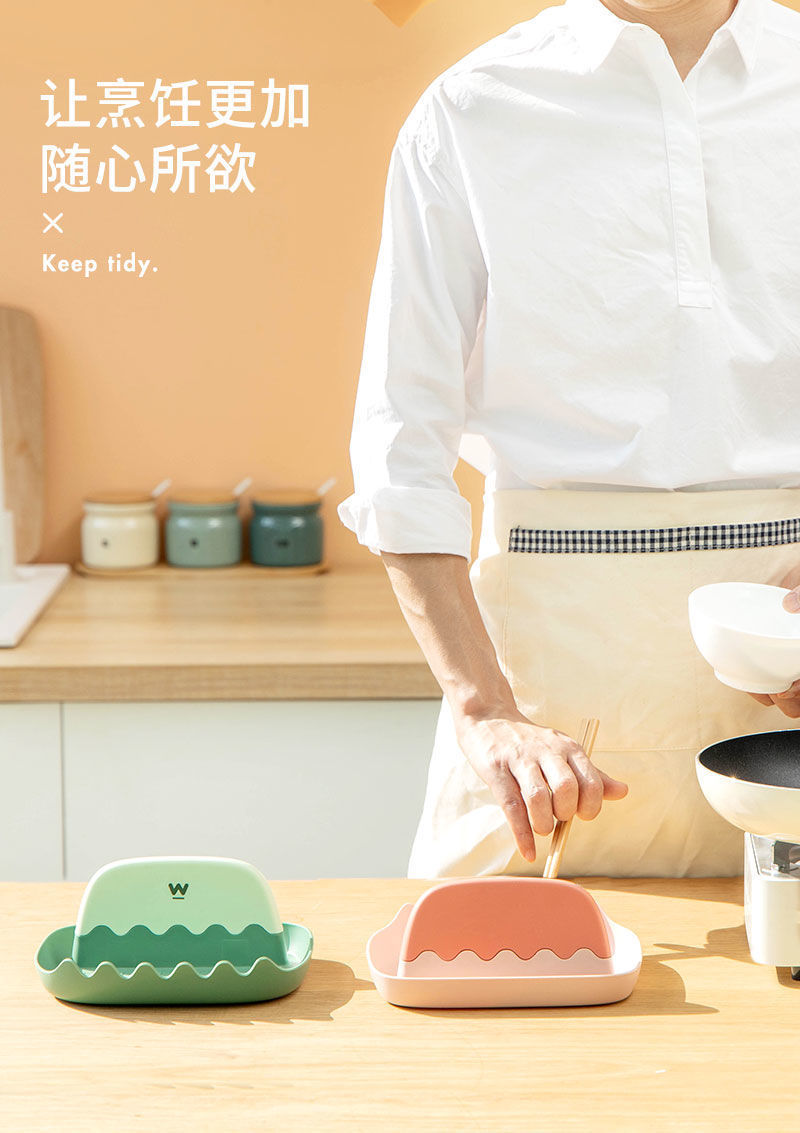 Pot Cover Rack Desktop Kitchen Countertop with Water Collection Tray Household Lid Holder Chopping Board Rack Spatula and Soup Spoon Storage Rack