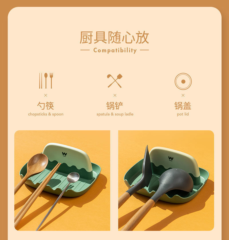 Pot Cover Rack Desktop Kitchen Countertop with Water Collection Tray Household Lid Holder Chopping Board Rack Spatula and Soup Spoon Storage Rack