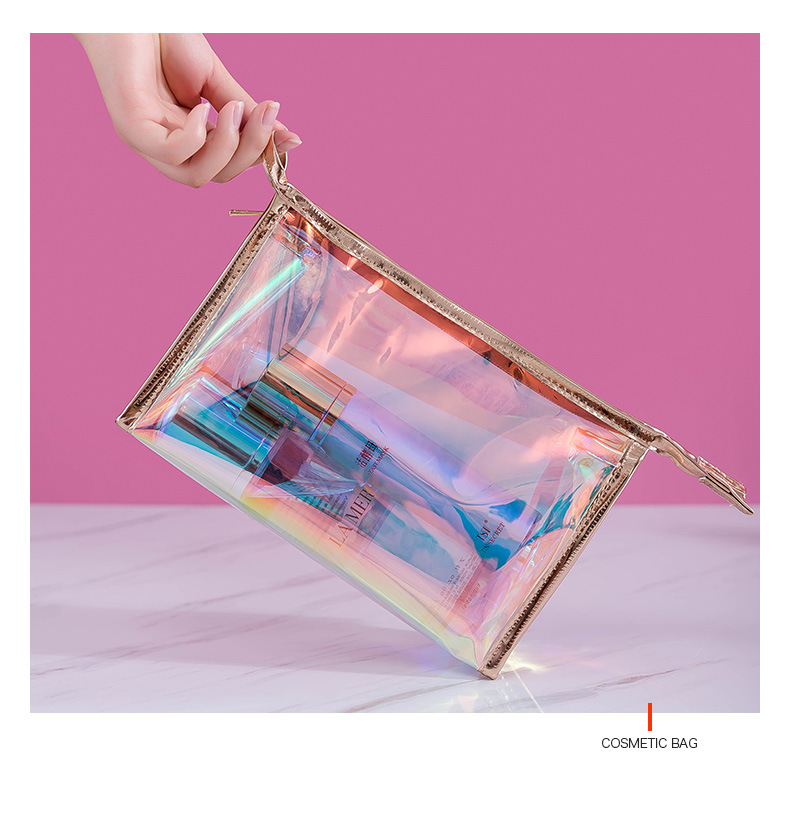 The New web celebrity laser transparent cosmetic bag \"women portable storage bag waterproof travel toiletry bag in TPU The New web celebrity laser transparent cosmetic bag \"women portable storage bag waterproof travel toiletry bag in TPU