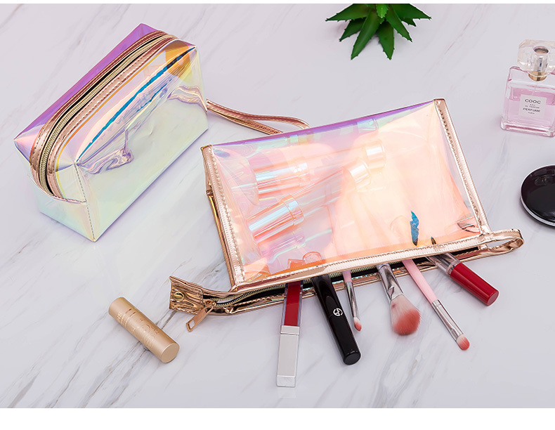 The New web celebrity laser transparent cosmetic bag \"women portable storage bag waterproof travel toiletry bag in TPU The New web celebrity laser transparent cosmetic bag \"women portable storage bag waterproof travel toiletry bag in TPU