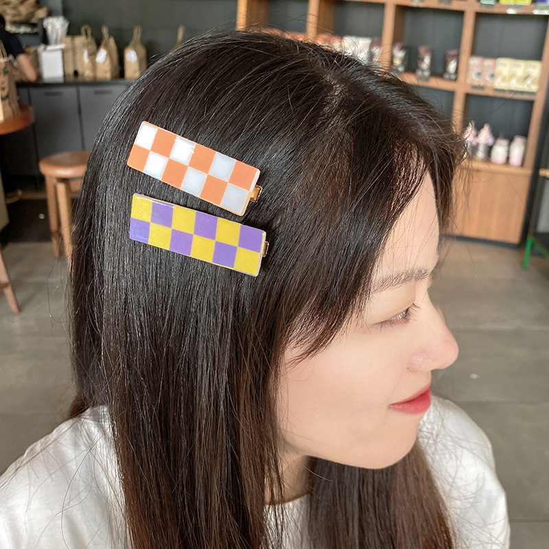 New Wave Chessboard Plaid Barrettes Sweet All-Matching Bang Clip Color Plaid Hair Clip Side Clip Internet Celebrity Hair Accessories Female Fashion New Wave Chessboard Plaid Barrettes Sweet All-Matching Bang Clip Color Plaid Hair Clip Side Clip Internet Celebrity Hair Accessories Female Fashion