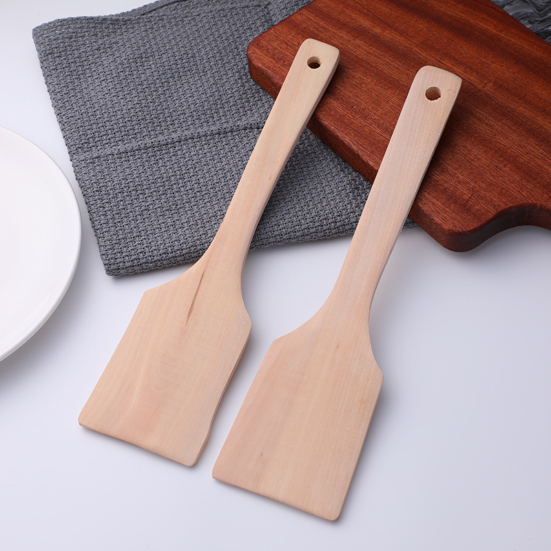 Unpainted Wooden Spatula Wooden Spoon Non-Stick Pan Spatula Flat Bottom Spatula Solid Wood Spatula Meal Spoon
