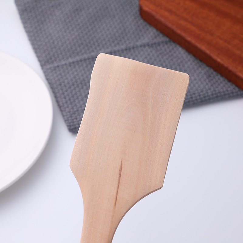 Unpainted Wooden Spatula Wooden Spoon Non-Stick Pan Spatula Flat Bottom Spatula Solid Wood Spatula Meal Spoon