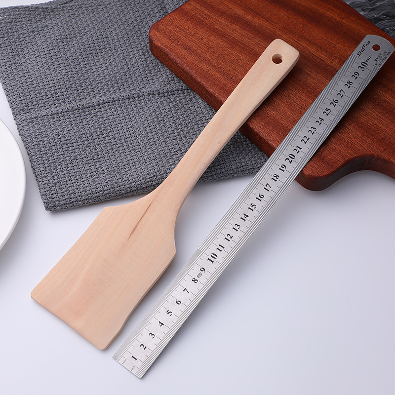 Unpainted Wooden Spatula Wooden Spoon Non-Stick Pan Spatula Flat Bottom Spatula Solid Wood Spatula Meal Spoon