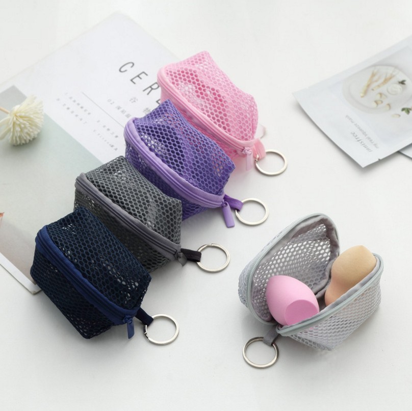 Hanging Three-Dimensional Net Pocket Coin Purse Key Case Cosmetic Egg Dustproof Storage Bag Convenient Mini Cosmetic Bag