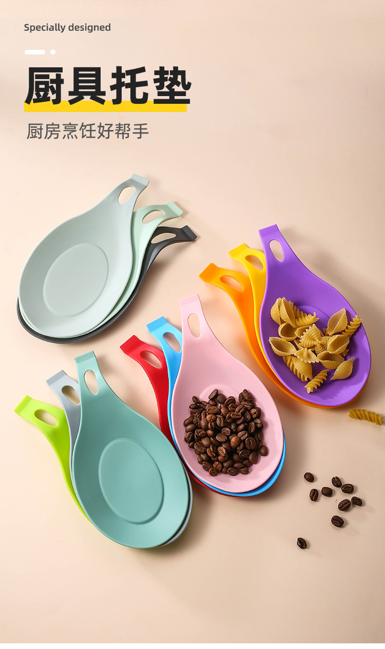 Silicone Small Size Spoon Mat Spatula Spoon Mat Kitchenware More Spoon Pad Heat Proof Mat Soy Sauce Dish Snack Plate