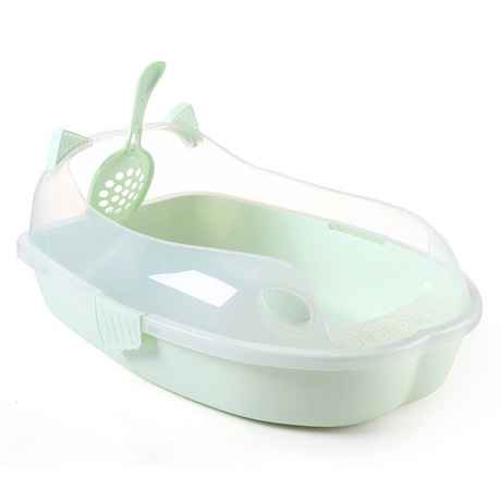 Semi-enclosed cat litter pan cat toilet cat bedpan cat litter pan pet supplies with spatula does not contain cat litter