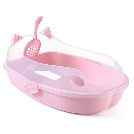 Semi-enclosed cat litter pan cat toilet cat bedpan cat litter pan pet supplies with spatula does not contain cat litter