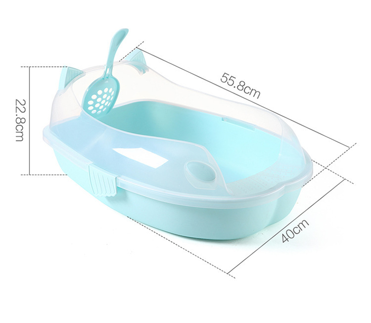 Semi-enclosed cat litter pan cat toilet cat bedpan cat litter pan pet supplies with spatula does not contain cat litter Semi-enclosed cat litter pan cat toilet cat bedpan cat litter pan pet supplies with spatula does not contain cat litter