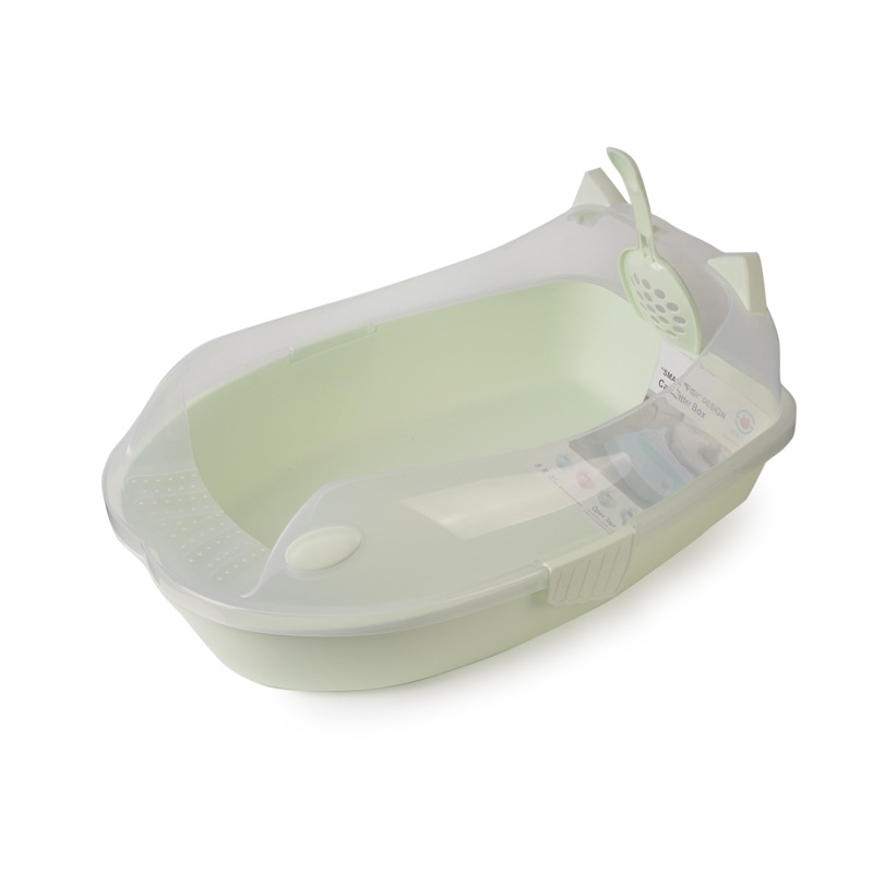 Semi-enclosed cat litter pan cat toilet cat bedpan cat litter pan pet supplies with spatula does not contain cat litter Semi-enclosed cat litter pan cat toilet cat bedpan cat litter pan pet supplies with spatula does not contain cat litter