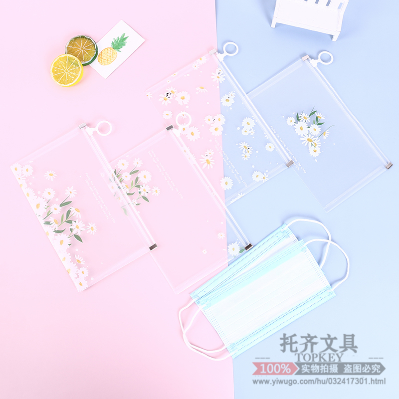 Mask Storage Bag Transparent Daisy Temporary Storage Bag Children&#039;s Mask Bag Storage Clip Portable Fantastic Student