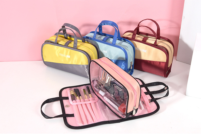 Travel color makeup bag set buckle PVC can split wash bag nylon storage bag activities link