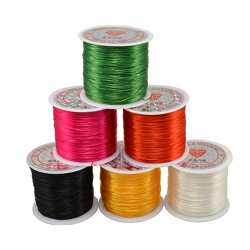 50 M Flat Crystal Cable Hair Extension Filament Elastic String Good Elasticity Wear-Resistant Thread with Bead DIY Beaded Bracelet String
