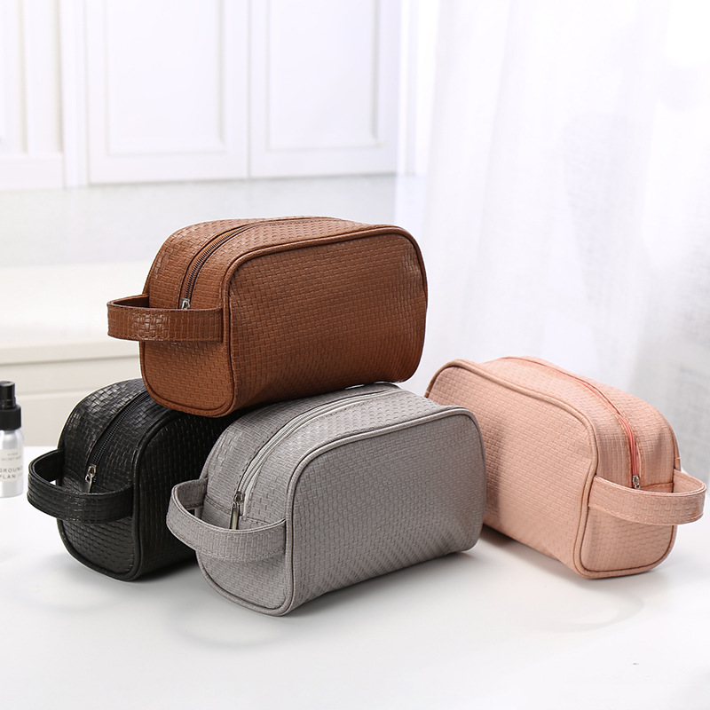 A New simple pure color men 's leather storage bag multifunctional travel waterproof wash bag dust - proof makeup bag for women A New simple pure color men 's leather storage bag multifunctional travel waterproof wash bag dust - proof makeup bag for women