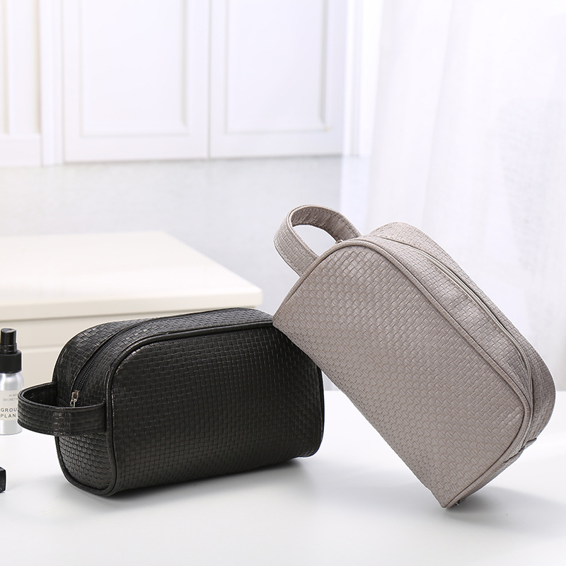 A New simple pure color men 's leather storage bag multifunctional travel waterproof wash bag dust - proof makeup bag for women A New simple pure color men 's leather storage bag multifunctional travel waterproof wash bag dust - proof makeup bag for women