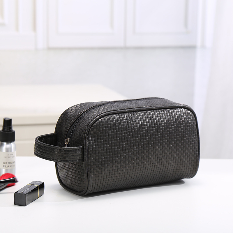 A New simple pure color men 's leather storage bag multifunctional travel waterproof wash bag dust - proof makeup bag for women A New simple pure color men 's leather storage bag multifunctional travel waterproof wash bag dust - proof makeup bag for women
