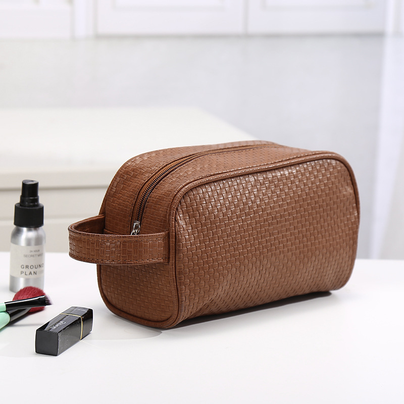 A New simple pure color men 's leather storage bag multifunctional travel waterproof wash bag dust - proof makeup bag for women A New simple pure color men 's leather storage bag multifunctional travel waterproof wash bag dust - proof makeup bag for women